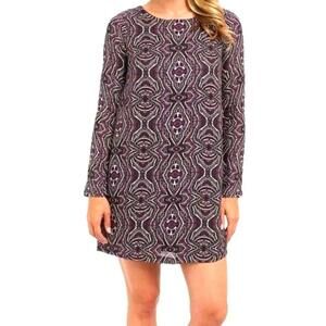 PRANA Dress Medallion Print Cece Shift Long Sleeve Lined Purple Women's Size XS